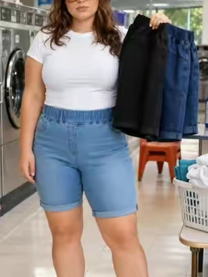 Comfy #BLOOMCHIC #PlusSize #jeanshorts #Comfy#womenwear 