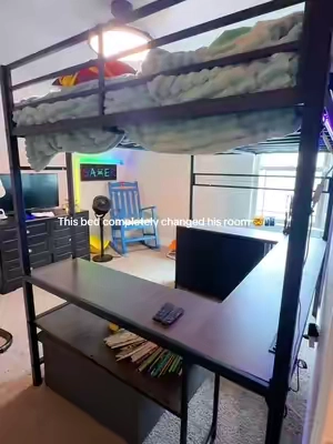 Perfect for small bedrooms! 🛏️ #loftbed #fullsizebed #smallspaceliving #kidsroom