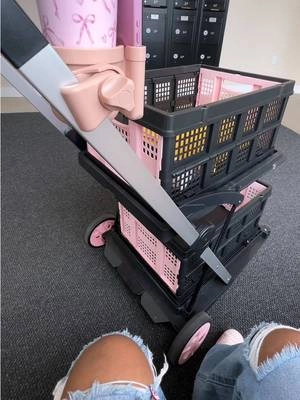 Having your own grocery cart is top tier and the baby Pink color is so pretty🛒🛍️📦 #shoppingcart #utilitycart #grocerycart #crates #pinkaesthetic 