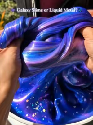🍨This Slime Looks Straight Out of Space🌌✨ Stretch. Shine. Repeat🫴100% Oddly Satisfying 💙💜#slime #slimefun #slimevideo#StressRelief #asmr
