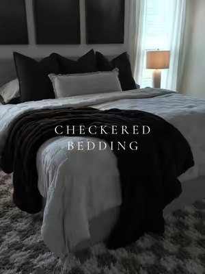 the comfiest bedding ☁️ 🤍 #checkeredbedding #bedsure #comforter #fallbedding 