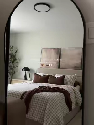this gingham pattern has me obsessed 🕯️🤎  #duvetcover #duvets #gingham #beddingdecor #cozybedroom 