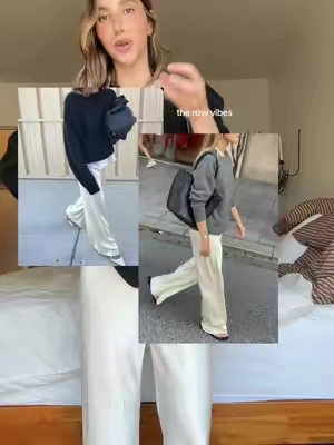 the most comfortable and chic satin pants i’ve ever come across @April Seven Studio #satinpants #silkpants #chicpants #therow #chicoutfitideas 