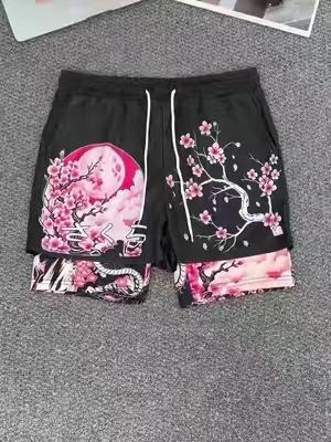 That cherry blossom pattern hits different 🌸 Perfect mix of athletic performance and street style.🌸🌸#fashion #2in1 #breathable #graphic #shorts 