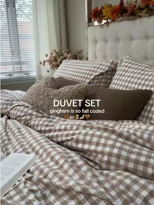 100% Cotton & SO SOFT ☁️🤎#ginghambedding #fallbedding #bedding #duvetcover #cozybedroom @Bedsure 