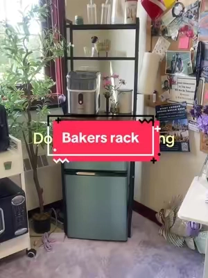 #bakersrack #refrigerator #dormroomfurniture #backtoschoolshopping #smallspaceliving 