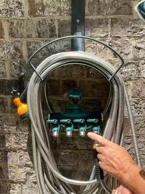 Heavy Duty Metal 2 Way Hose Splitter 3/4" – Garden Hose Connector with Dual Shut Off Valves, Leakproof Y Splitter for Outdoor Watering, Fits US Standard Threads, Durable Brass Construction for Lawn, Yard, Garden Irrigation, Easy Install, Teal Black,summer ##tiktokshopsummersale##tiktokshopcreatorfinds##gardentools##splitter##gardenhose