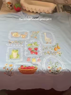 The CUTEST! And it’s 100% cotton. #tshirt #cottagecore #100cotton #vintagekitchen 