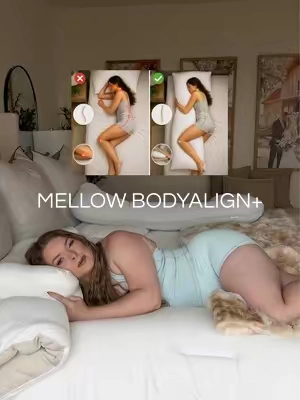 If you’re waking up with shoulder pain, your pillow might be the problem. 🤍 The Mellow BodyAlign Plus gives side sleepers the support they actually need!!😍 @Mellow Sleep  #MellowSleep #SideSleeper #BodyPillow #SleepBetter