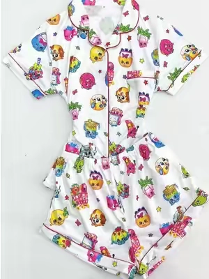 Too cute to handle 🍭✨ colorful cartoon print + playful food & toy details = the sweetest pajama set ever #shopkins #pajamas#sleepwear #DealsForYouDays #SummerWins