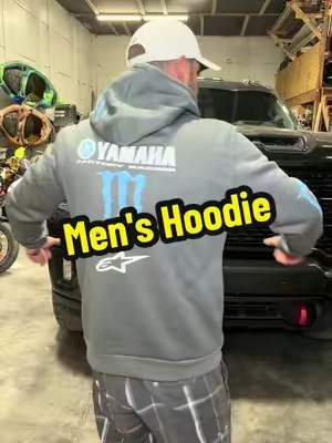 Men's Casual Sport Hoodie, Hip Hop Style, Comfortable Fashion, Yamaha Racing Monster Energy, Fall & Winter Long Sleeve Pullover. #dirtbike #atv #hoodie #yamaha 