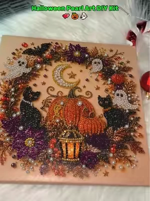 ❤️‍🔥🫶🏻💕Relaxing Halloween DIY that turns tiny pearls into spooky-cute decor #DIY #giftideas2026#halloween #halloweencostume #halloweendecor