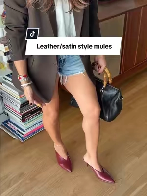 Satin or leather style mules are a blend of modern elegance, and versatile styling!! Designed with a padded footbed for all-day wear! #leathermules #satinmules#sliponloafers #tiktokshopnewarrivals #tiktokshopcreatorpicks