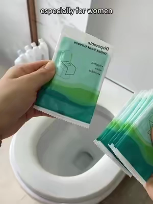 Self- adhesive toilet seat covers，non-slip，hygienic for all public restrooms.#publictoilet #CleanTok #travelhacks #momhack #tiktokshop 