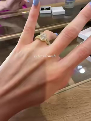 Idk what’s better the sparkle or the price #travelring #pearcut #weddingband #honeymoon 