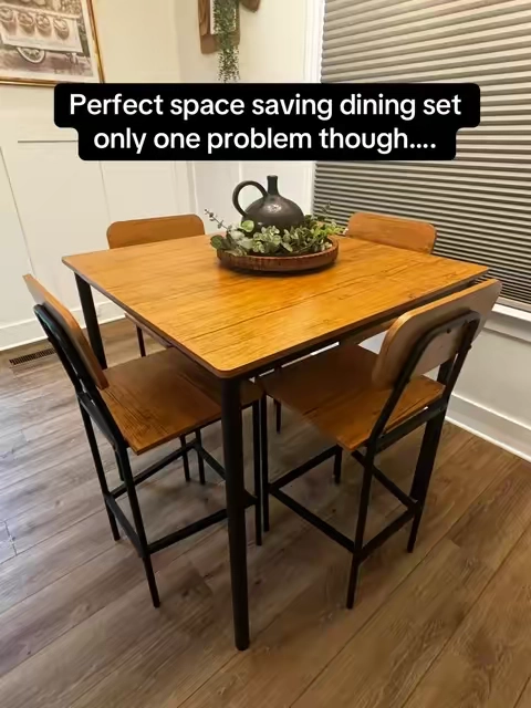 Retro space saving dining table set with chairs 🙌 #diningtableset #diningchairs #diningtable #tiktokshopsummersale #tiktokshopcreatorpicks 