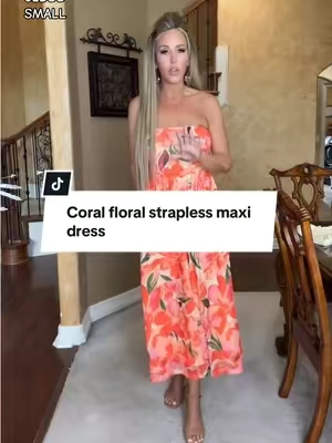 Coral floral maxi dress that’s effortlessly chic for weddings, vacations, brunch, and summer events. #SummerStyle #FloralMaxiDress #VacationOutfit #WeddingGuestDress #PrettyGarden