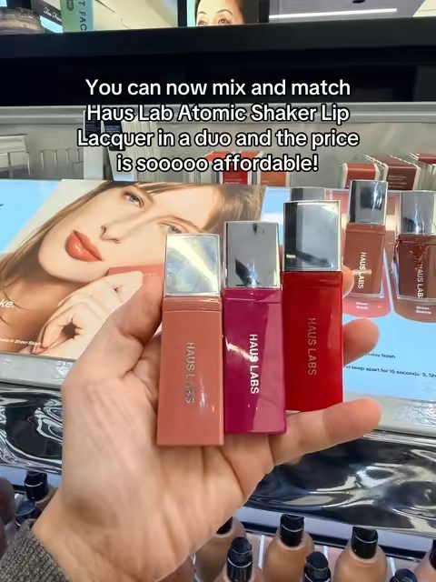 Two bold lip shades in one TikTok-exclusive duo! The HAUS LABS Atomic Shake Lip Lacquer gives intense color, a glossy finish, and a statement lip that instantly pulls your whole look together. 💄✨ #HausLabs #AtomicShake #LipLacquer #LipDuo 