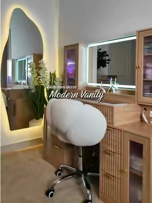 Makeup Vanity desk @Anymaple furniture #vanityorganization #vanitymakeup #vanitymirror #vanityroom 