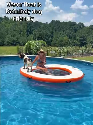 He swims on this float 4 times a day. All summer! I would say it’s extremely durable! @VEVOR Outdoor Store #floatingdock #waterhammock #poolfloat #dogmom #tiktokshopcreatorpicks 