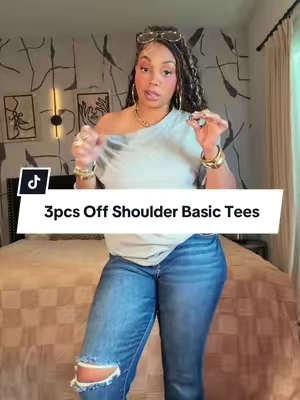 Women’s Off Shoulder Basic Tees #basictees #offshouldertop #womenstops #topsforwomen #offshouldershirt 