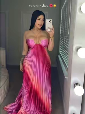 Size M💗really long so will need some alterations #vacationdress #dress #pinkdress #OOTD 