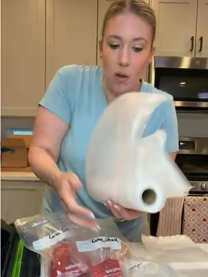These pre-cut vacuum seal bags are perfect for single-serving meal prep, freezer meals, and sous vide cooking, so you can skip cutting giant rolls and get straight to sealing because lunch prep is enough work already. #MealPrep #VacuumSealer #SousVide #FreezerMeals #tiktokshopsummersale
