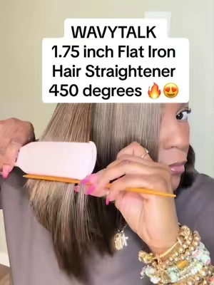 This 1.75 inch flat iron hair straightener is definitely a must have‼️ Heats up to 450 degrees 🔥🥵 Digital LCD temperature display screen 📺 Silk press hair with just 1-2 passes 👏🏾 Large plates to style hair faster 👌🏾 Plussss superrrr affordable 🎁 10/10 great quality 🎯 @wavytalkofficial #hairstraightener #flatiron #silkpress #bonestraighthair #silkyhair 