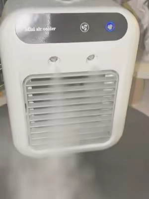 Thanks to this mini air conditioner I don't suffer from the heat anymore in summer🩵❄️💦🌫️ #minicoolers #miniaircooler #coolingfan #minicoolingfan #miniventilador