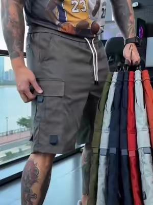 ⚫ 3-pack value set men's cargo shorts, elastic drawstring waist for flexible fit, large side cargo pockets plus hidden slant pockets; lightweight highly breathable fabric, ideal daily bottoms for summer outdoor, fitness and casual street styling #3PackCargoShorts #MensSummerShorts #DrawstringCargoPants #BreathableOutdoorWear #StreetwearMensBottoms