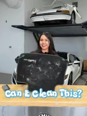 Remove pet hair from carpet floor mats with the Grubbie Pet Hair Brush! #ChemicalGuys #DetailingLife #CarDetailing #beforeafter