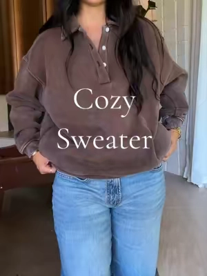 The oversized sweatshirt that’s cozy, flattering, and has hidden zip pockets? Say less. 🤎  #FallFashion  #OversizedSweatshirt #NeutralStyle #FallOutfits #CozyStyle