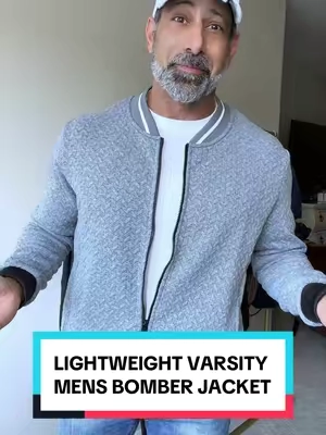 Lightweight Varsity Bomber Jacket from the Zaitun brand. #mensjacket #bomberjacket #lightweightjacket #jacketformen #springjacket 