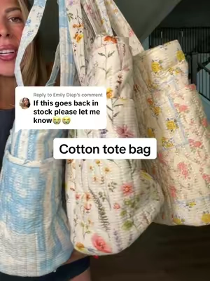 Replying to @Emily Diep Mom bag, school bag, work bag, this one is so good for everything!!! Fits a laptop and anything else you might need! So obsessed with the beautiful cotton print! #cottontotebag #totebag #diaperbag #workbag #schoolbag 