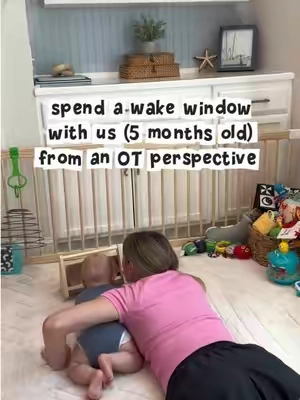 what we’re working on during our wake windows at 5 months 🤍 these are the activities we’re currently incorporating into play based on where my little guy is developmentally. not every baby will be ready for these, so always follow your baby’s cues, interests, and readiness. save this for future play ideas! #occupationaltherapist #babydevelopment #babyplay #firsttimemom #babytoys 
