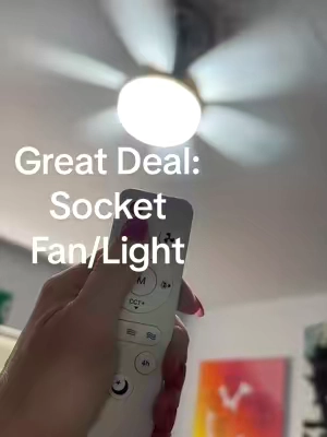 Free shipping GREAT DEAL renter friendly Socket Ceiling Fan Light with Remote Control, E27 & B22 Base 100W Dimmable LED (3000K-6500K Color Temperature), 3-Speed Silent Tool-Free Light Socket Fan, Moving & Apartment Essentials for New Home,dorm essentials,home essentials #socketfan #summerwins #renterfriendlymakeover #fan #summerheat 