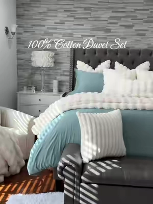 All Cotton Duvet Cover and Two Pillow Shams @Andency Home #bedding #bedset #duvet #cotton #cottonbedding 