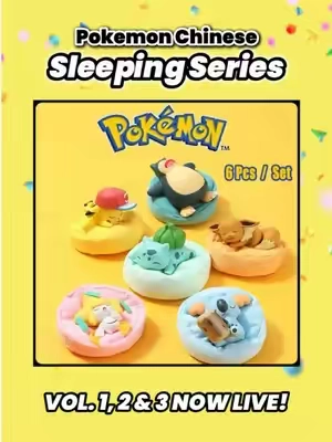 Say goodnight to your desk buddies. 🌙 The viral Sleeping Series is officially back. We just restocked all 3 volumes, including brand new characters! Available now: Vol. 1: Eevee family Vol. 2: Pikachu, Charmander, Munchlax, Slowpoke, Rowlet, Meowth Vol. 3: Pikachu, Eevee, Snorlax, Bulbasaur, Jirachi, Komala Complete your collection tonight. Tap "More choice" below to bundle and save! #pokemonfigures #desksetup #Pokemon #Pokemontiktok #tiktokshopsummersale