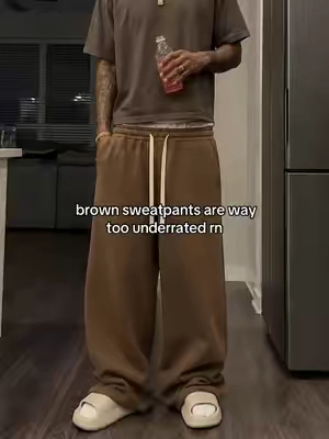 cleaner than grey lowkey #sweatpants #brownpants #widelegpants #streetwear #fitcheck 