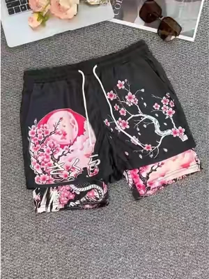Your gym fit just got upgraded. The sakura detail gives these shorts a clean but unique look.🌸🌸🏖️🏖️#shorts #graphic #breathable #fashion #OOTD 