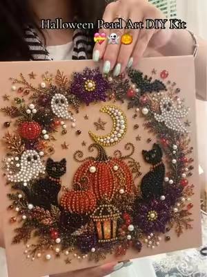 Relaxing Halloween DIY that turns tiny pearls into spooky-cute decor.👻🎃#DiamondPainting#HalloweenCrafts#FallHomeDecor#helloween2026🎃🎃 #DiamondArtKit