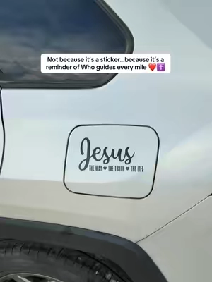 Not because it’s a sticker…because it’s a reminder of Who guides every mile ❤️✝️#giftideas#caraccessories #faith #faithtiktok #truckaccesories 