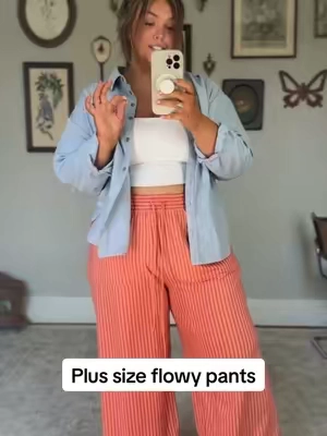 The cutest and comfiest pants literally ever. #plussizefashion #plussizepants #plussizesummeroutfits #curvyfashion #tiktokshopsummersale 