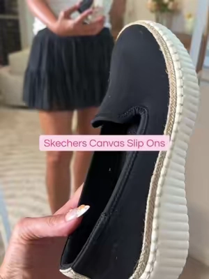 Skechers Wilshire Blvd Canvas Slip Ons #skechers #sliponshoes #slipons #tiktokshopsummerturnup #qvcloyaltyprogram @QVC, Inc  