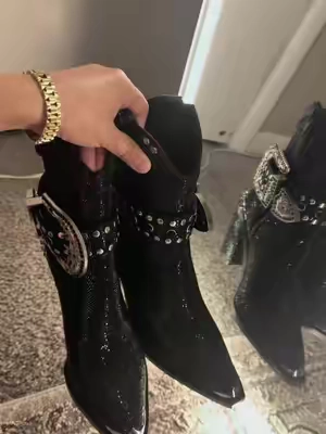 Sharp Sheriff Shine Cowboy Boots - Black##tiktokshopsummersale##fyp##shoes##boots##cowboy