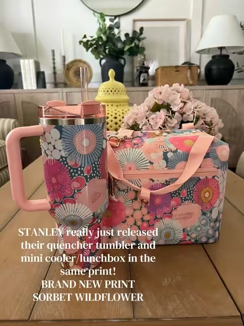 Matching prints in the quencher 40oz tumbler and the Julienne mini cooler or lunchbox! #stanley #stanleytumbler #waterbottle #cooler #tiktokshopcreatorpicks 