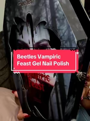 This limited edition Beetles Vampiric Feast collection is an all in one Halloween nail kit. Skip the salon and do your nails at home 👻 #beetlesgelpolish #halloweennails #gelnailpolish #gelnailsathome #spookyseason 