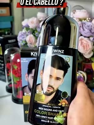 KIWINZ PRO 5 in 1 Men Beard & Hair Dye Shampoo - 5-in-1 Formula with Argan Oil & Keratin - No Stain on Skin - Anti-Hair Loss Moisturizing & Breakage Solution - Hair Color Shampoo for Men Haircare Conditioner 500ml #tiktokshopsummersale #summerwins 