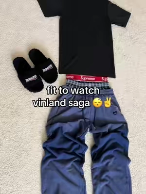 forgot about the preme 🤷‍♂️ but cop these sweats before they increase the price! 👆#fyp #vinlandsaga #sweatpants #outfit #viral 