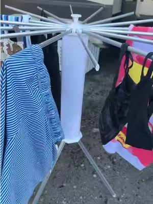 PORTABLE AND EASY TO STORE. We use this camping and when hang drying things at home #rvlife #rvliving #tiktokshopcreatorpicks #poolside #clothesrack 